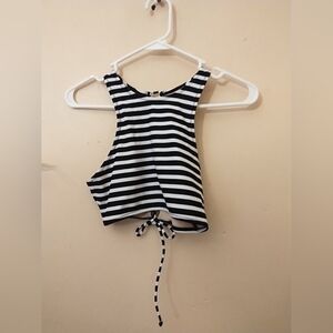 Old Navy Women's Black and White Striped Bikini Top Size Small